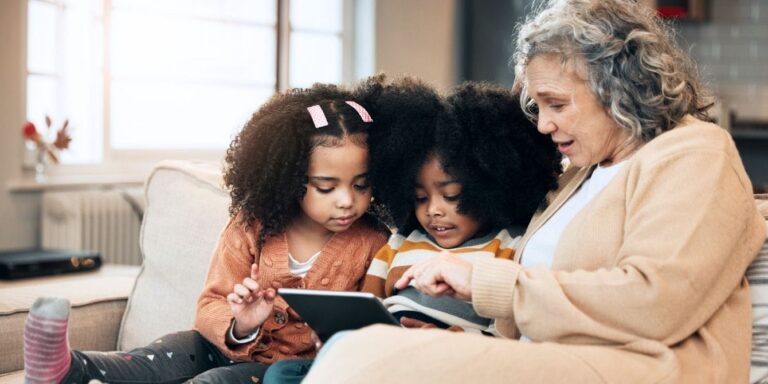 grandma with granddaughters