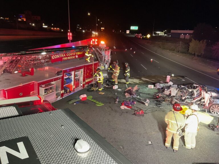 tesla crash fire truck